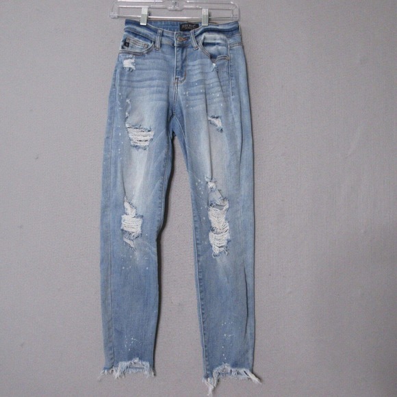 Judy Blue Denim - Judy Blue Boyfriend Fit Distressed Paint Splatted Jeans